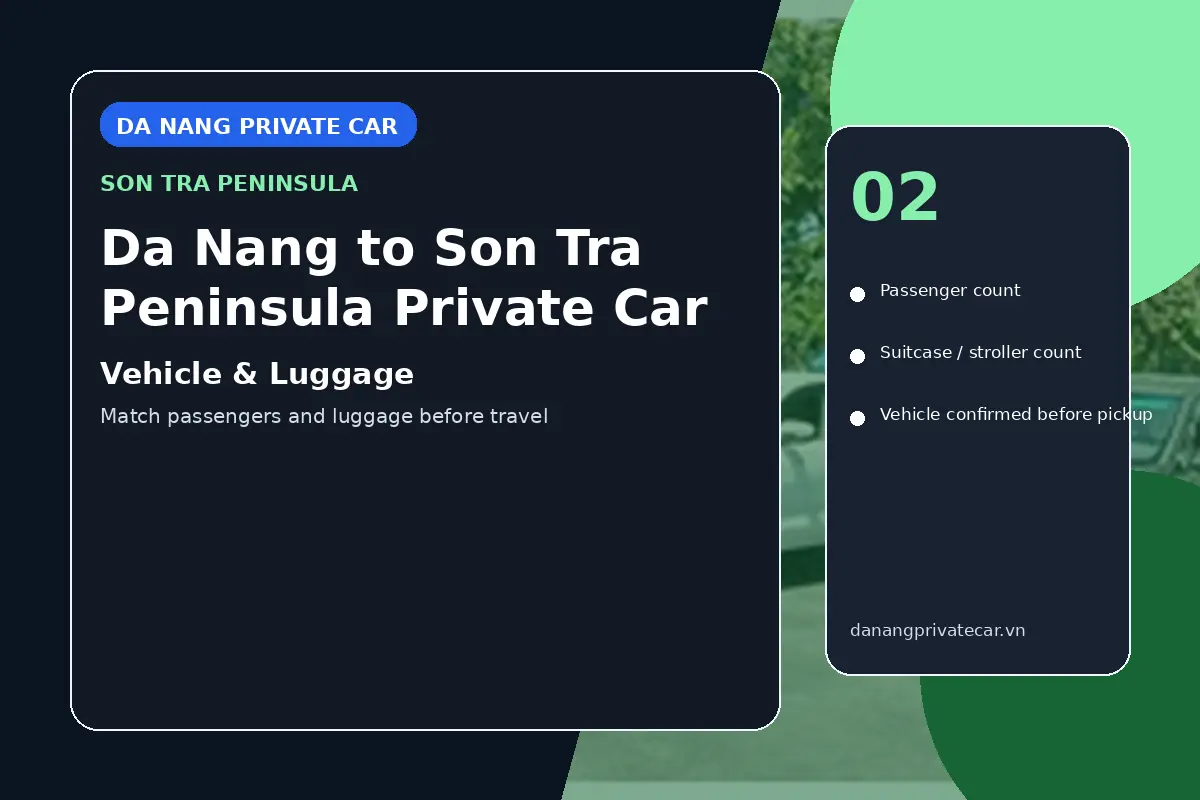 Da Nang to Son Tra Peninsula Private Car vehicle and luggage